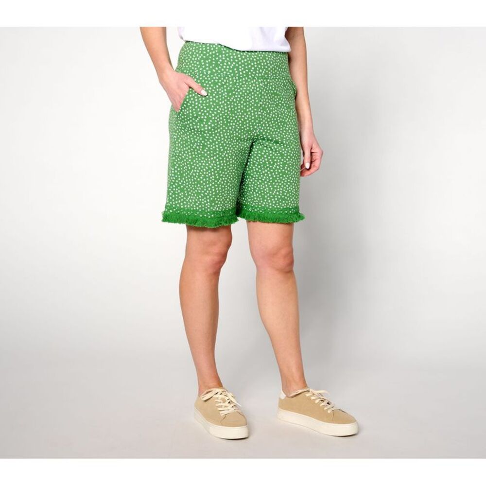 Green Polka Dot Fringe Hem Shorts